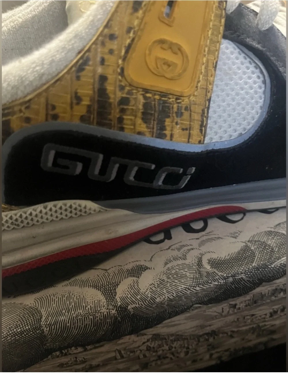 Gucci Men's Black, White & Yellow Low-Top Sneakers